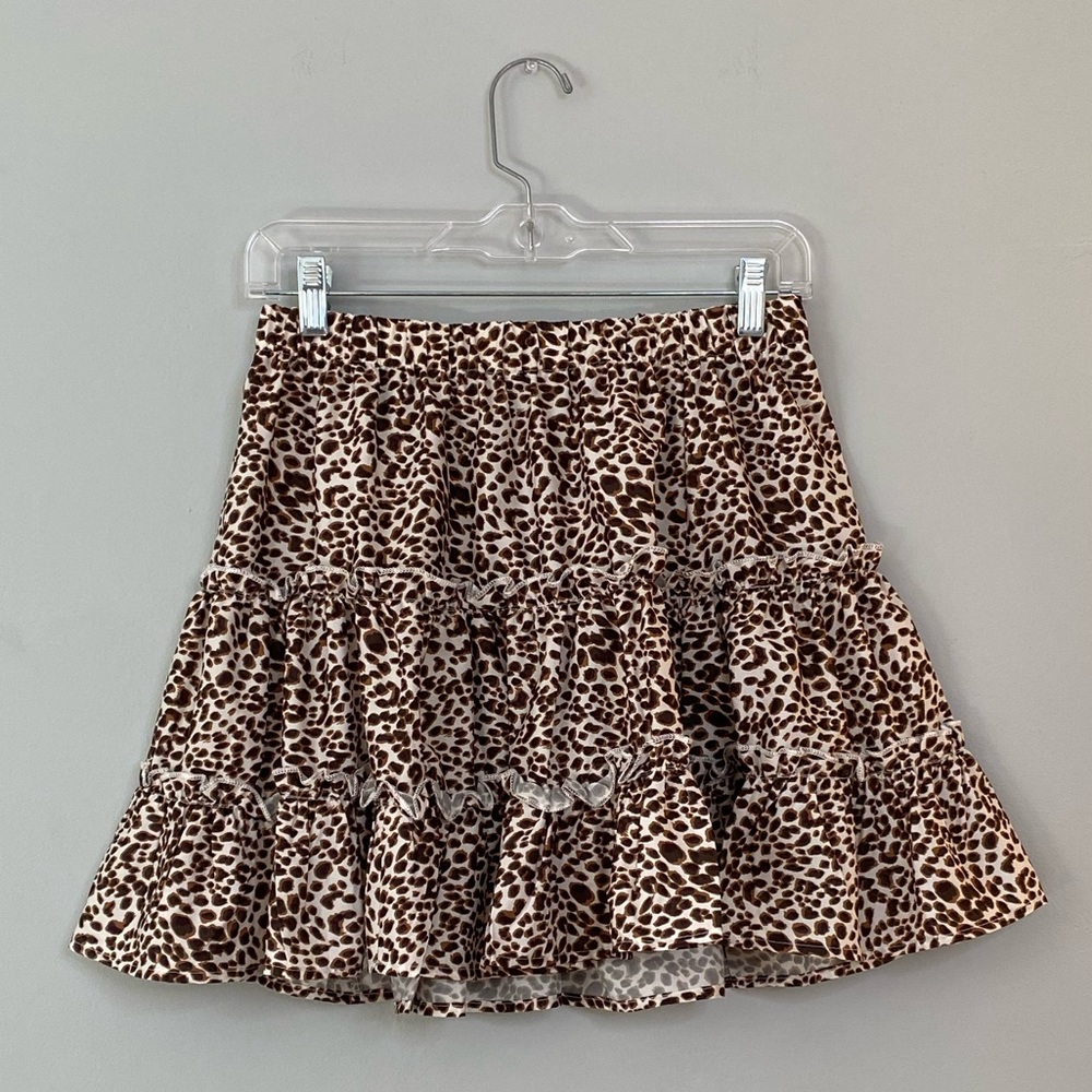 Ruffle Cheetah Print Mini Skirt Size M *NEVER WORN